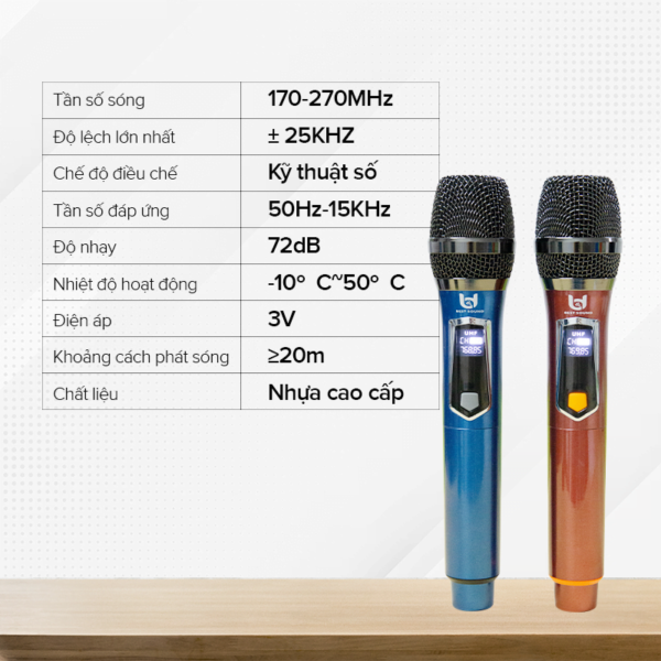 Micro Không Dây Đa Năng BEST SOUND V-W108 màu đỏ, xanh ( Loại 2 Mic )
