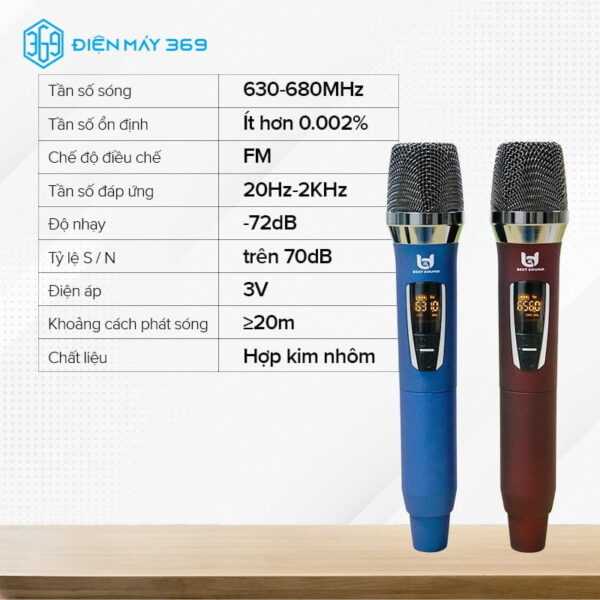 Micro Không Dây Đa Năng BEST SOUND U-W301 màu đỏ, xanh ( Loại 2 Mic )